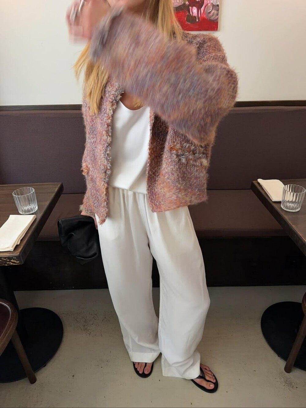 Soft Blended Pink-Mauve Knit Jacket - Women's Cozy Cardigan - Picture 7 of 11